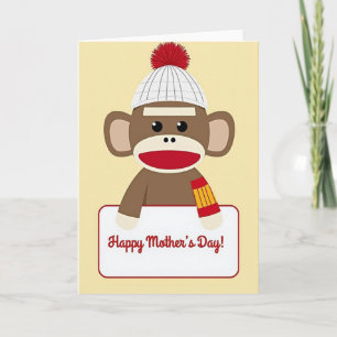 Carte de fête des mères pour un jouet simien