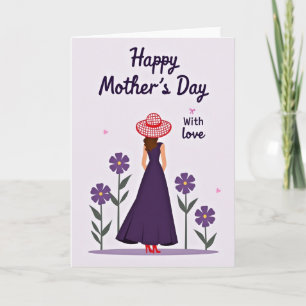 Carte de fête des mères robe violette