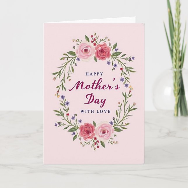 Carte de Fête des Mères Rose Affection (Devant)