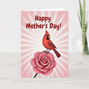 Carte de fête des mères Rose de l'Oiseau Écarlate