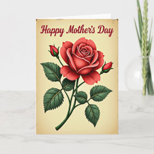 Carte de fête des mères Rose florale