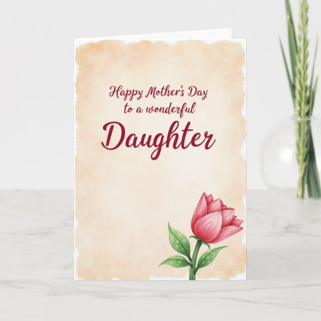 Carte de fête des mères Rose Red pour fille (Devant)