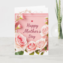 Carte de Fête des Mères Rose Rose Élégante