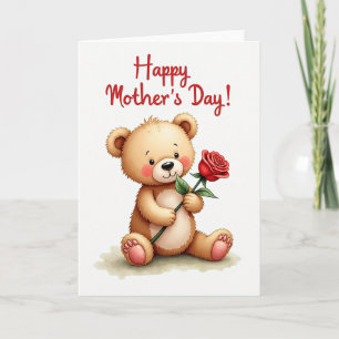Carte de fête des mères Rose Teddy doux
