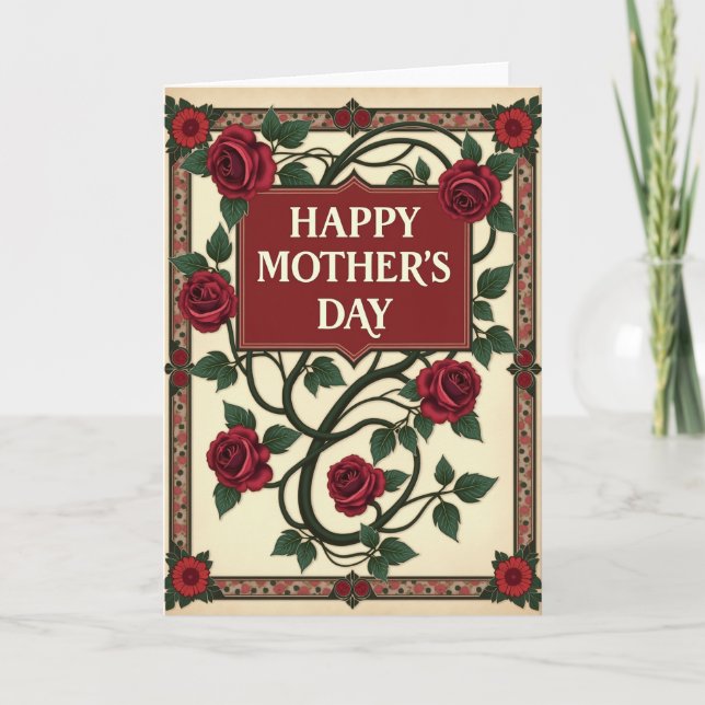 Carte de fête des mères Roses de velours (Devant)