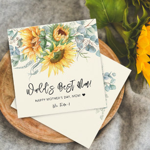 Carte de fête des mères rustique avec tournesol et