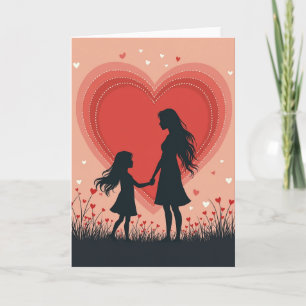 Carte de fête des mères silhouettée d'amour