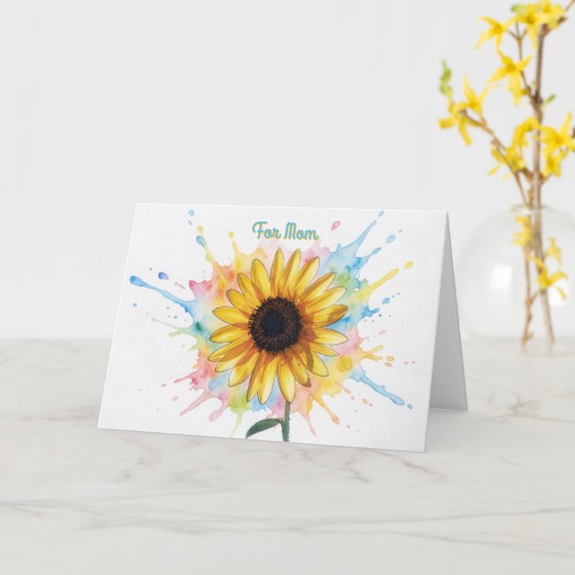 Carte de fête des mères Sunflower Splash Art (Fleur jaune)