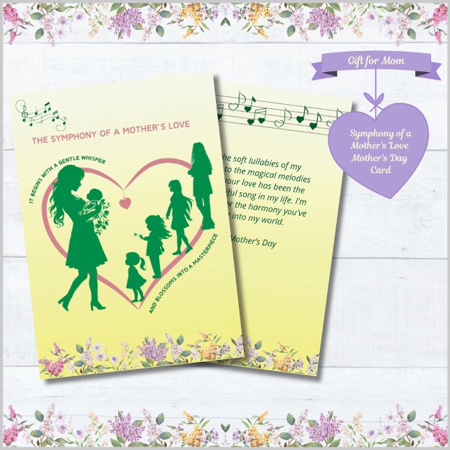 Carte de fête des mères : Symphonie de l'amour mat (Symphony of a Mother's Love Happy Mother's Day Card)