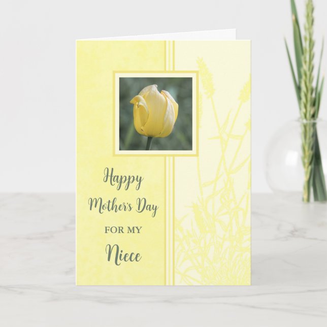Carte de Fête des Mères Tante Tulipe Jaune pour Ni (Devant)