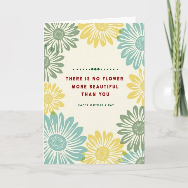 Carte de Fête des Mères Teal Bloom (Devant)