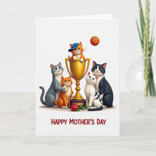 Carte de fête des mères Trophy Cats