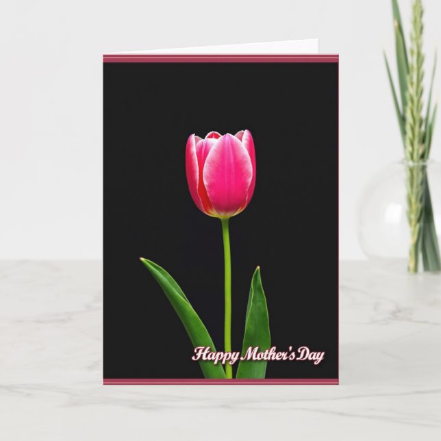 Carte de fête des mères Tulipe fuchsia (Devant)