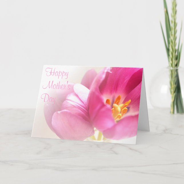 Carte de fête des mères tulipes roses (Devant)
