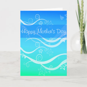 Carte de fête des mères Turquoise Sea White Swirls