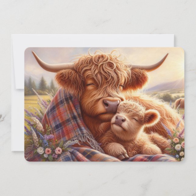 Carte de fête des mères Vache des Highlands (Devant)