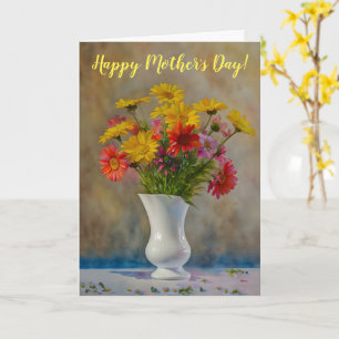 Carte de Fête des Mères Vase de Fleurs de Margueri