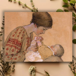 Carte de fête des mères vintage pour mère et bébé