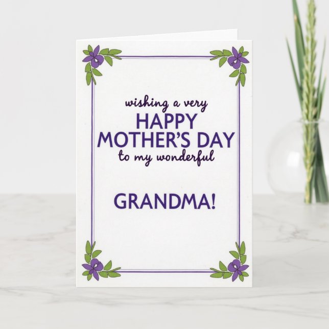 Carte de fête des mères violette pour grand-mère (Devant)