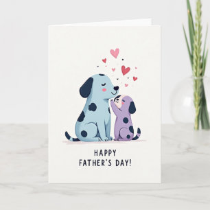 Carte de Fête des Pères Amour Chien Azur
