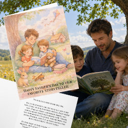 Carte de fête des pères aquarelle avec enfants con