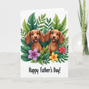 Carte de Fête des Pères au Chien et aux Fleurs