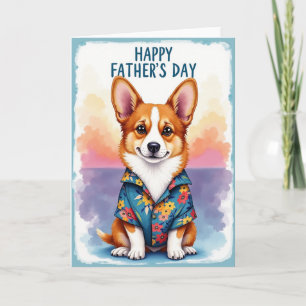 Carte de Fête des Pères au Chien Floral