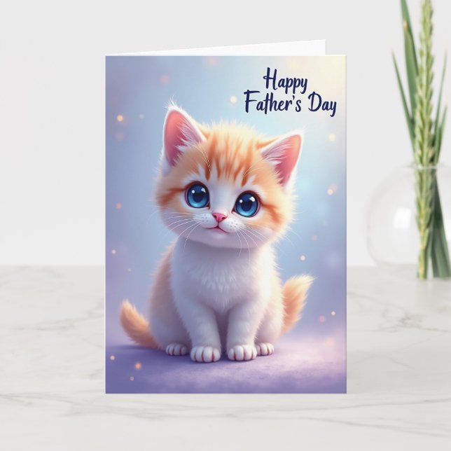 Carte de Fête des Pères avec chaton rayé (Devant)