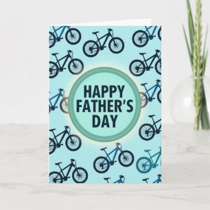 Carte de fête des pères avec un vélo d'art
