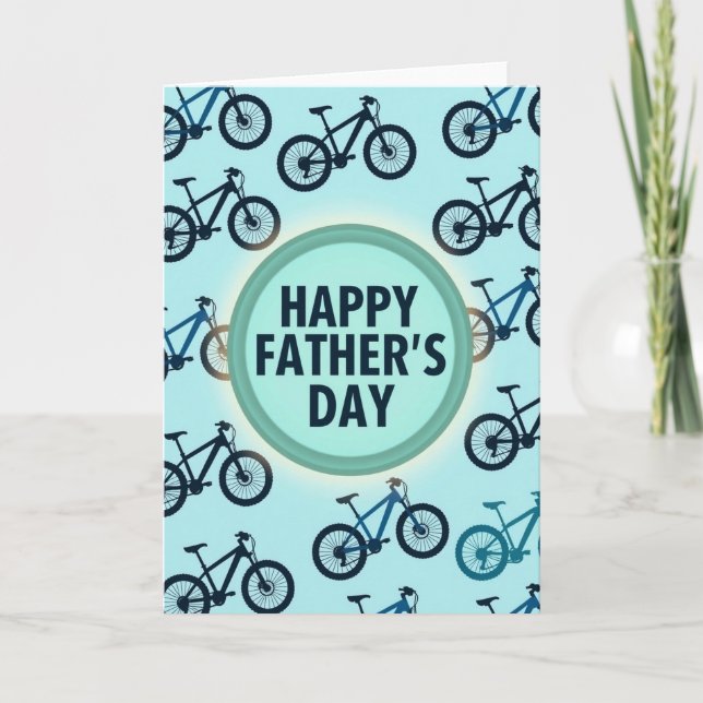 Carte de fête des pères avec un vélo d'art (Devant)