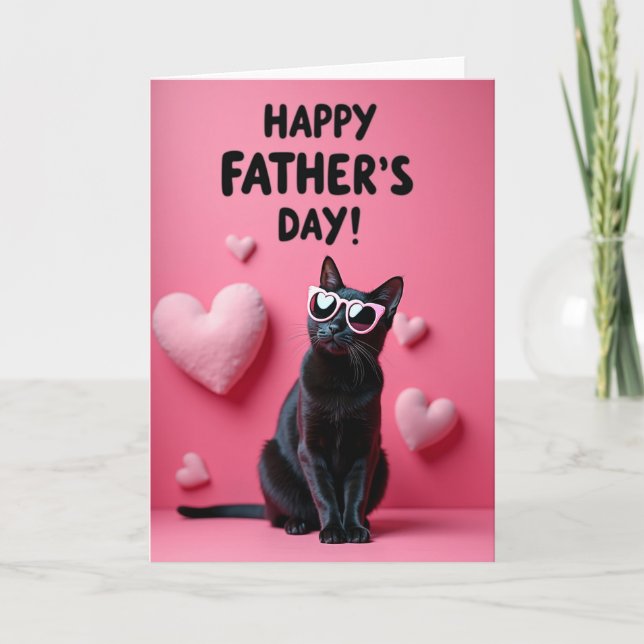 Carte de fête des pères cool chat mignonne (Devant)