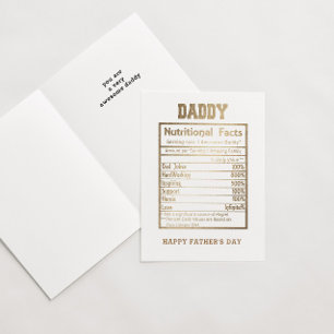 Carte de Fête des pères Daddy Nutritional Facts