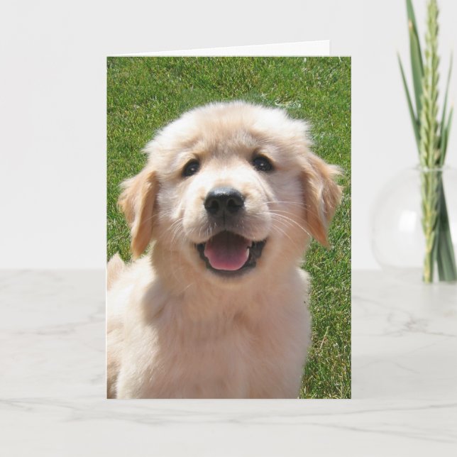 Carte de Fête des pères de chiot Golden Retriever (Devant)