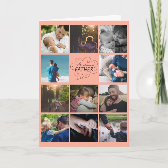 Carte de Fête des pères de Collage de photos perso (Devant)