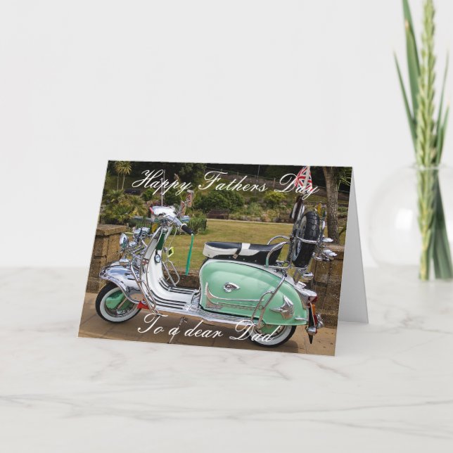CARTE DE FÊTE DES PÈRES DE SCOOTER DE LAMBRETTA (Devant)