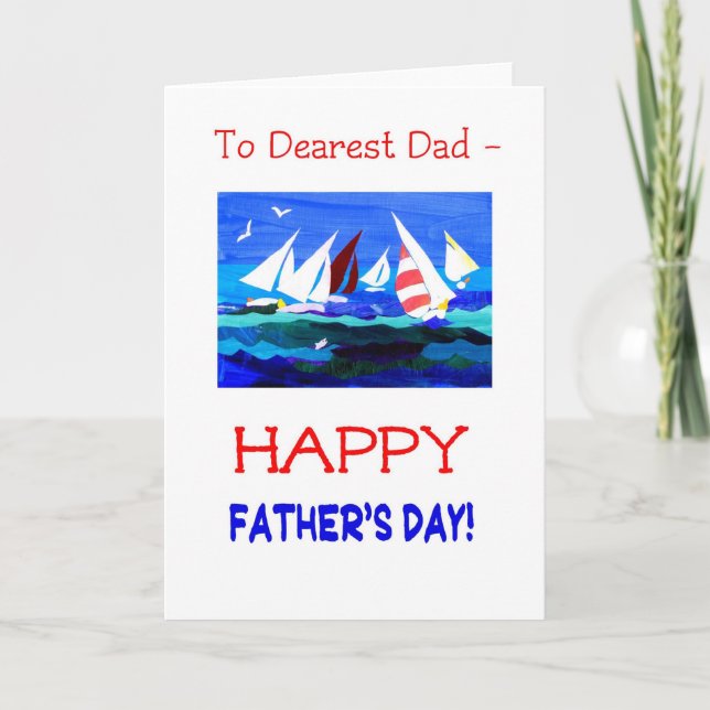 Carte de Fête des pères des bateaux à voile - Papa (Devant)