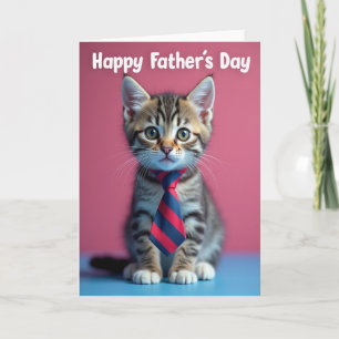 Carte de fête des pères douce avec un chat tigré