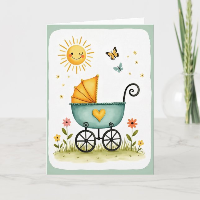 Carte de fête des pères douce avec un wagon sarcel (Devant)