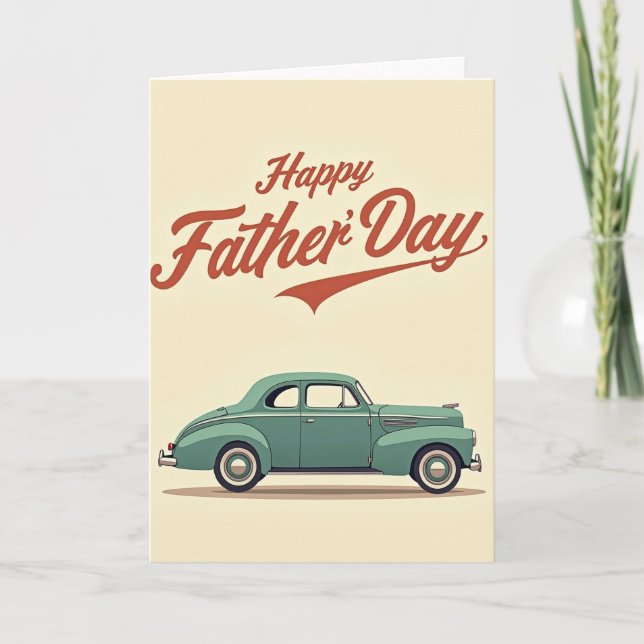 Carte de fête des pères douce avec une voiture sar (Devant)