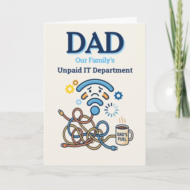 Carte de fête des pères drôle pour papa informatic (Devant)