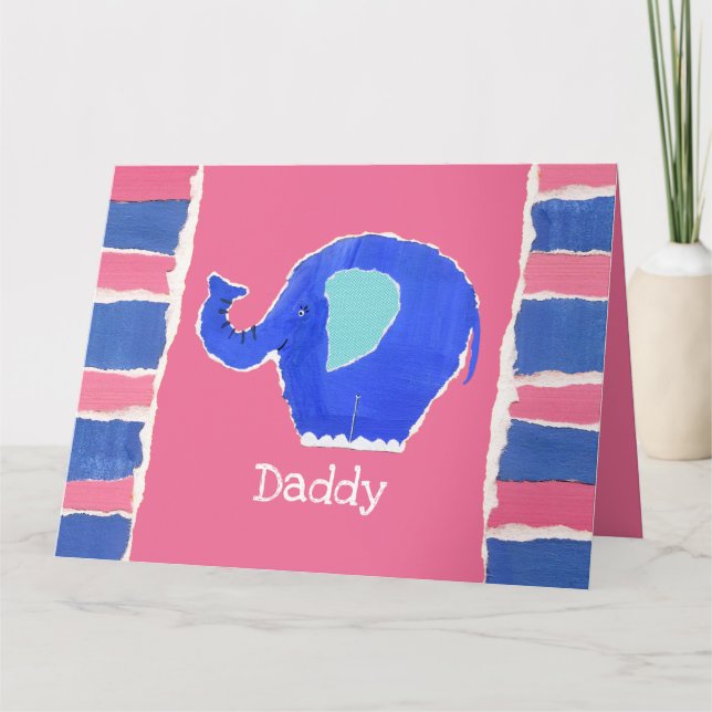 Carte de fête des pères éléphant mignon personnali (Devant)