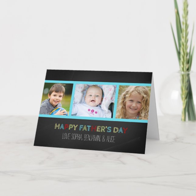 Carte de Fête des pères Happy Chalkboard Photo (Devant)