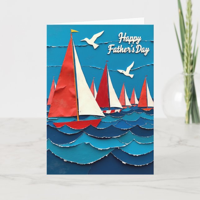 Carte de Fête des Pères Maritime en Collage (Devant)