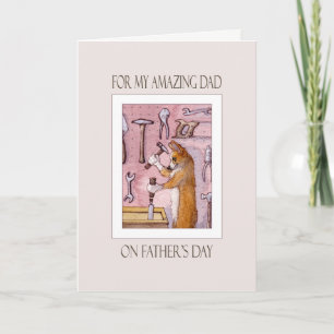 Carte de fête des pères, papa, chien de corgi dans