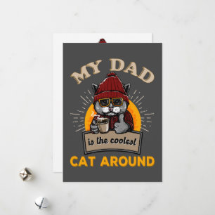 Carte de Fête des pères personnalisée cool cat pap