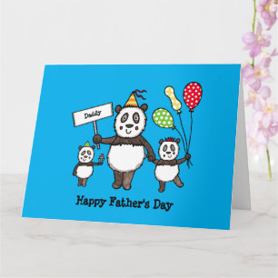 Carte de fête des pères personnalisée Panda Party