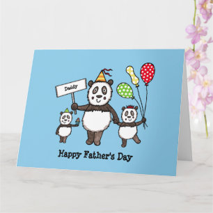 Carte de fête des pères personnalisée Panda Party