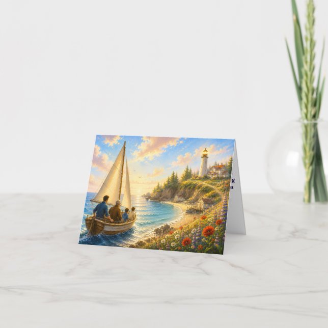 Carte de Fête des Pères phare côtier à domicile pl (Devant)