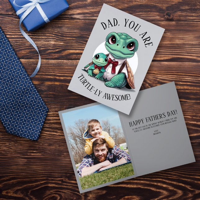 Carte de fête des pères photo avec papa et bébé to (Créateur téléchargé)