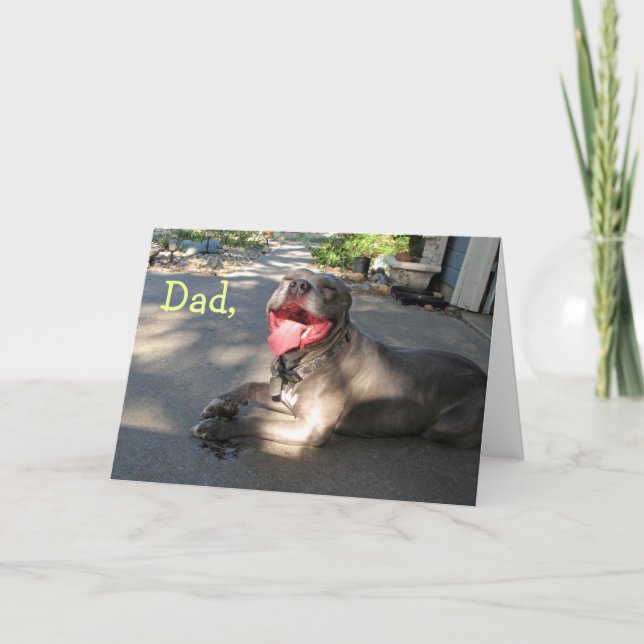 Carte de Fête des pères Pitbull Papa fou (Devant)